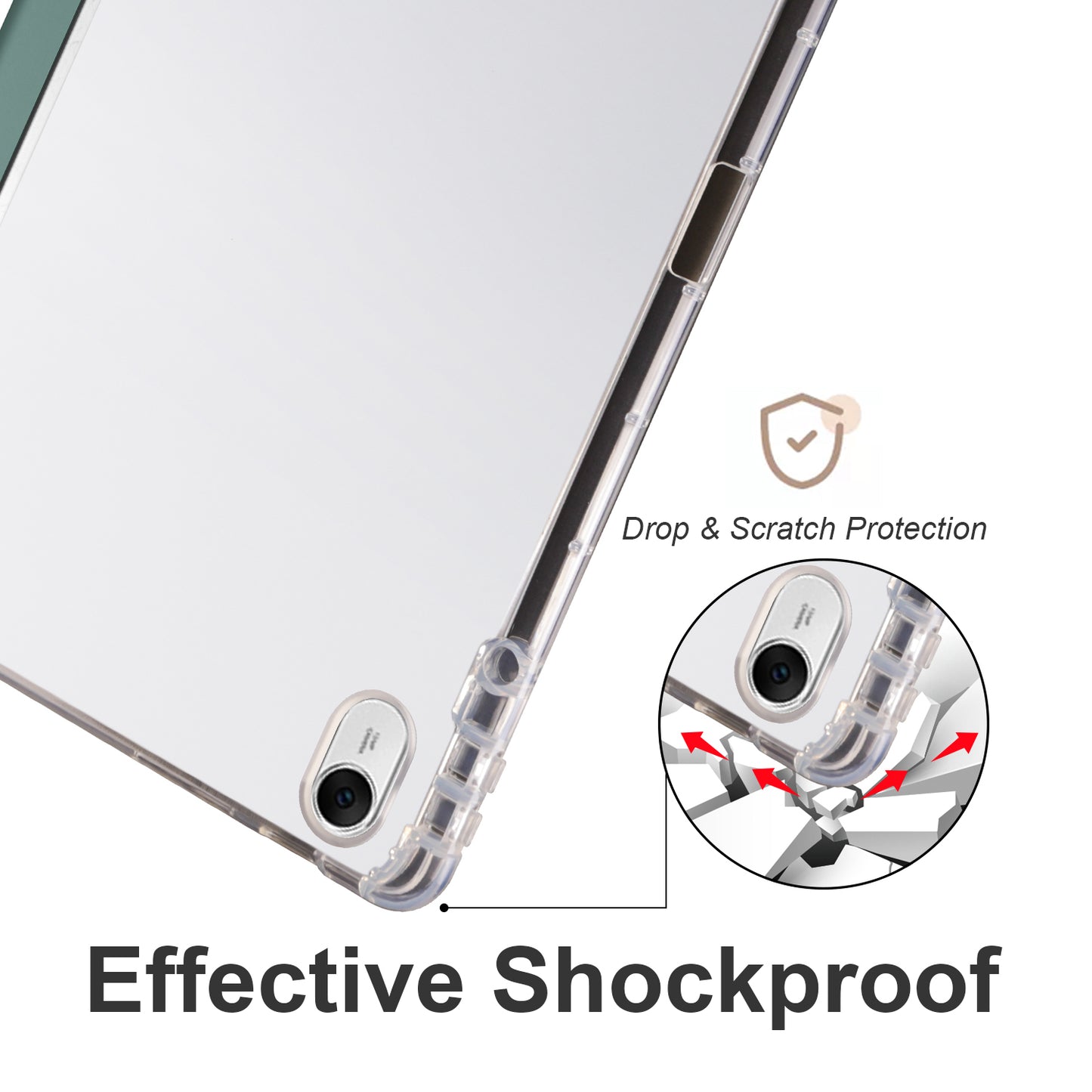 For Huawei MatePad 11.5 Smart Trifold Stand Case PU Leather Transparent TPU Back Tablet Cover with Pencil Holder
