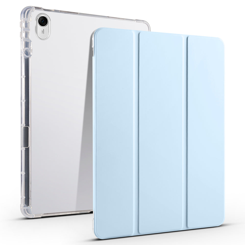 For Huawei MatePad 11.5 Smart Trifold Stand Case PU Leather Transparent TPU Back Tablet Cover with Pencil Holder