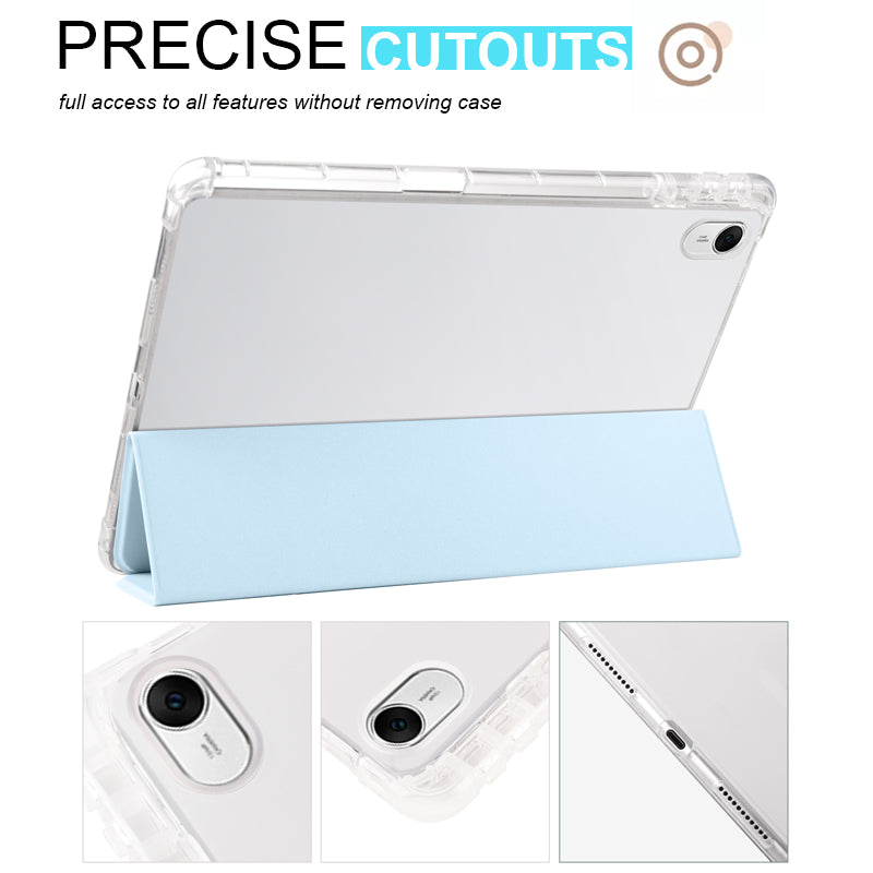 For Huawei MatePad 11.5 Smart Trifold Stand Case PU Leather Transparent TPU Back Tablet Cover with Pencil Holder
