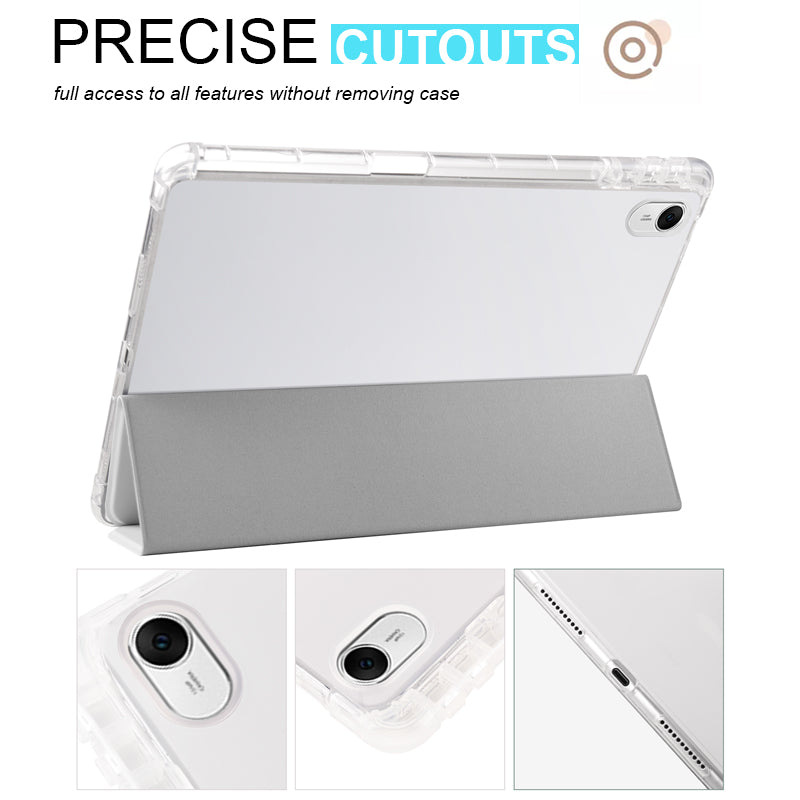 For Huawei MatePad 11.5 Smart Trifold Stand Case PU Leather Transparent TPU Back Tablet Cover with Pencil Holder