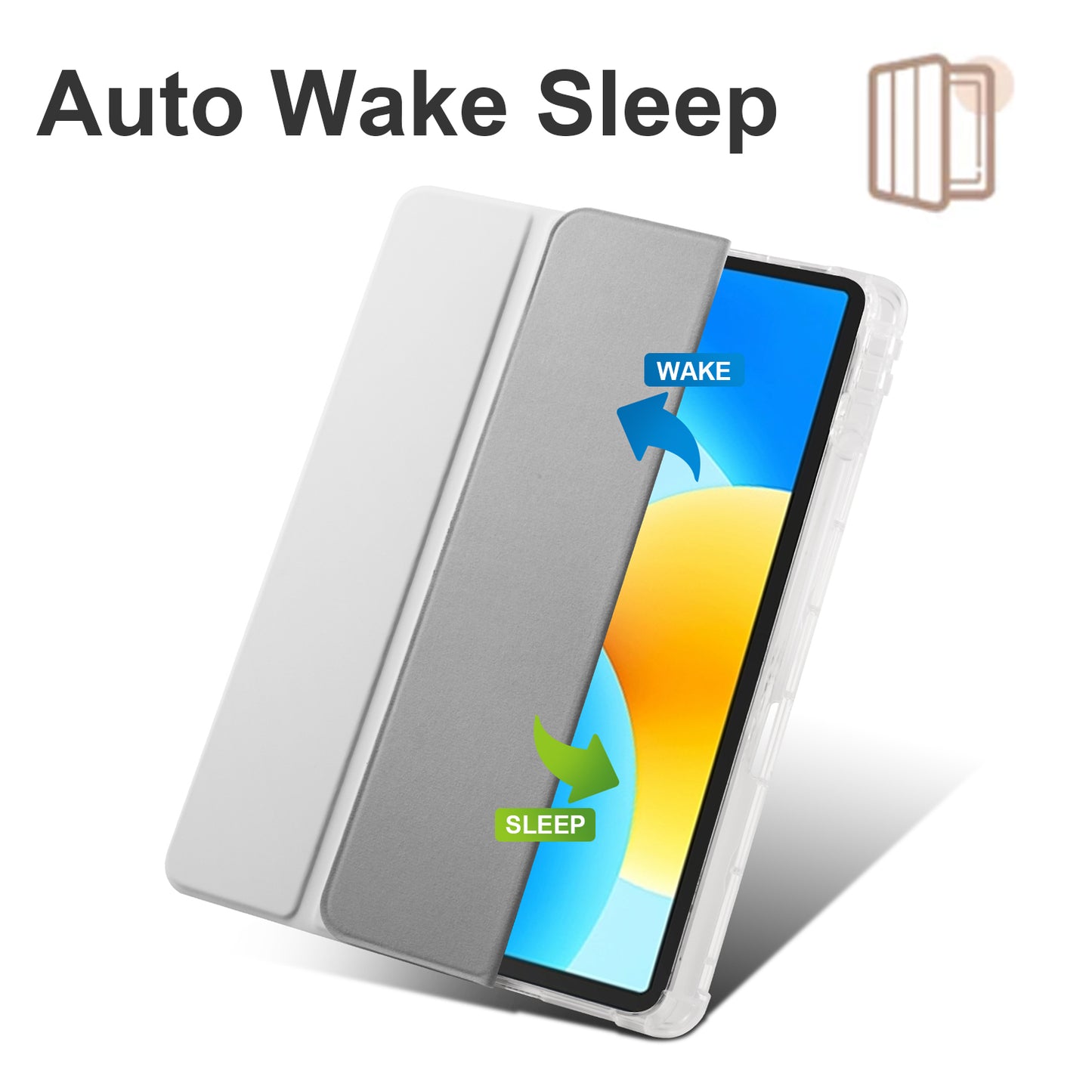 For Huawei MatePad 11.5 Smart Trifold Stand Case PU Leather Transparent TPU Back Tablet Cover with Pencil Holder