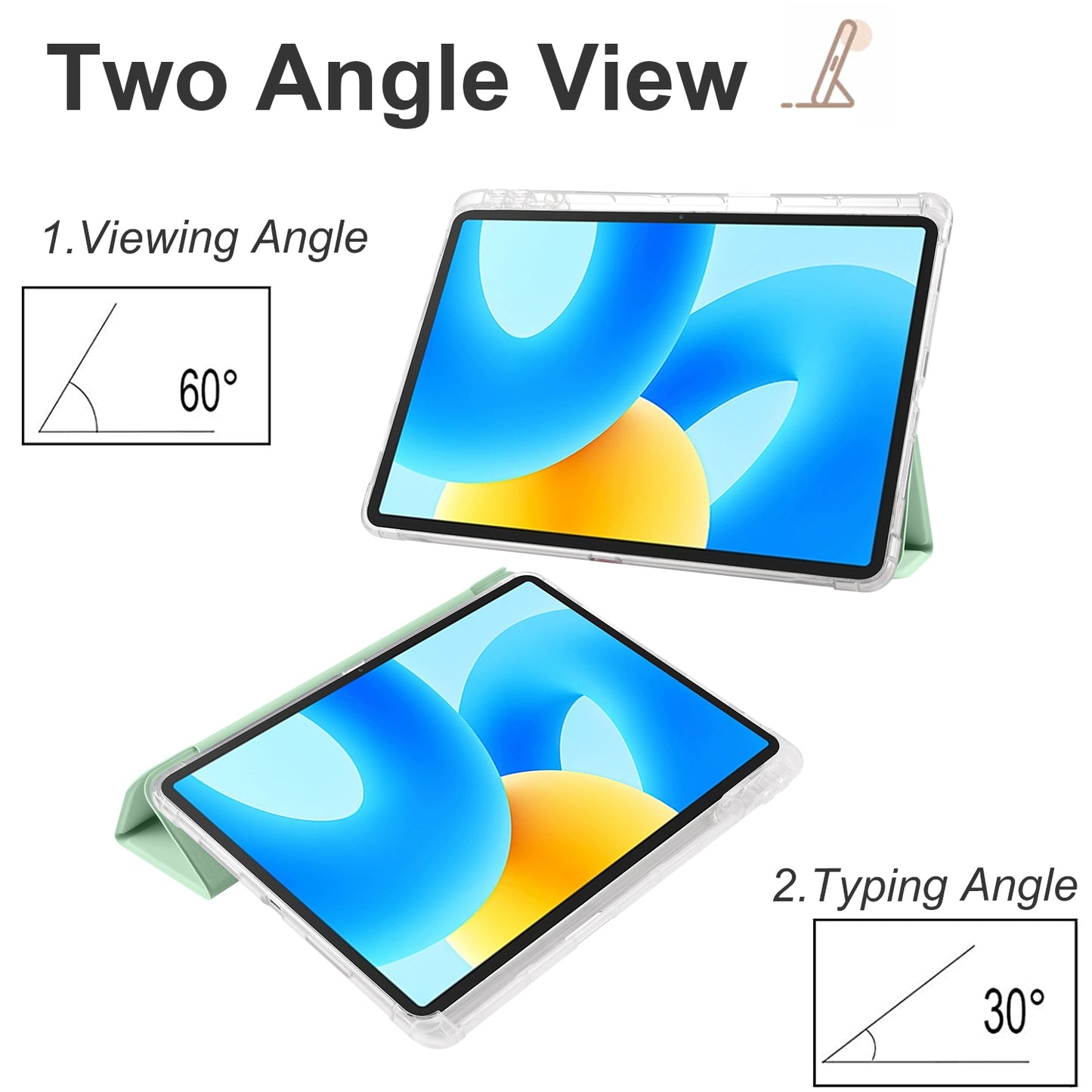 For Huawei MatePad 11.5 Smart Trifold Stand Case PU Leather Transparent TPU Back Tablet Cover with Pencil Holder