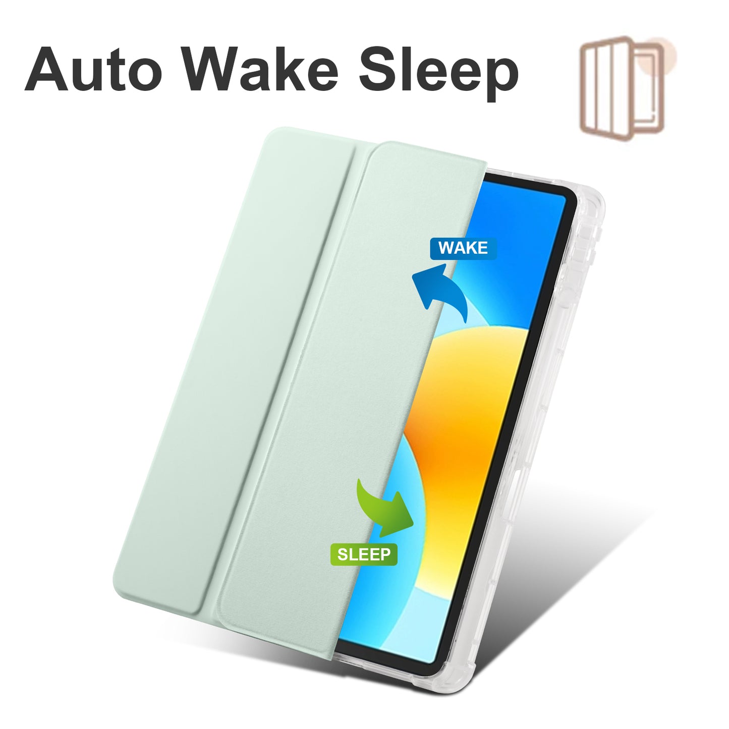 For Huawei MatePad 11.5 Smart Trifold Stand Case PU Leather Transparent TPU Back Tablet Cover with Pencil Holder