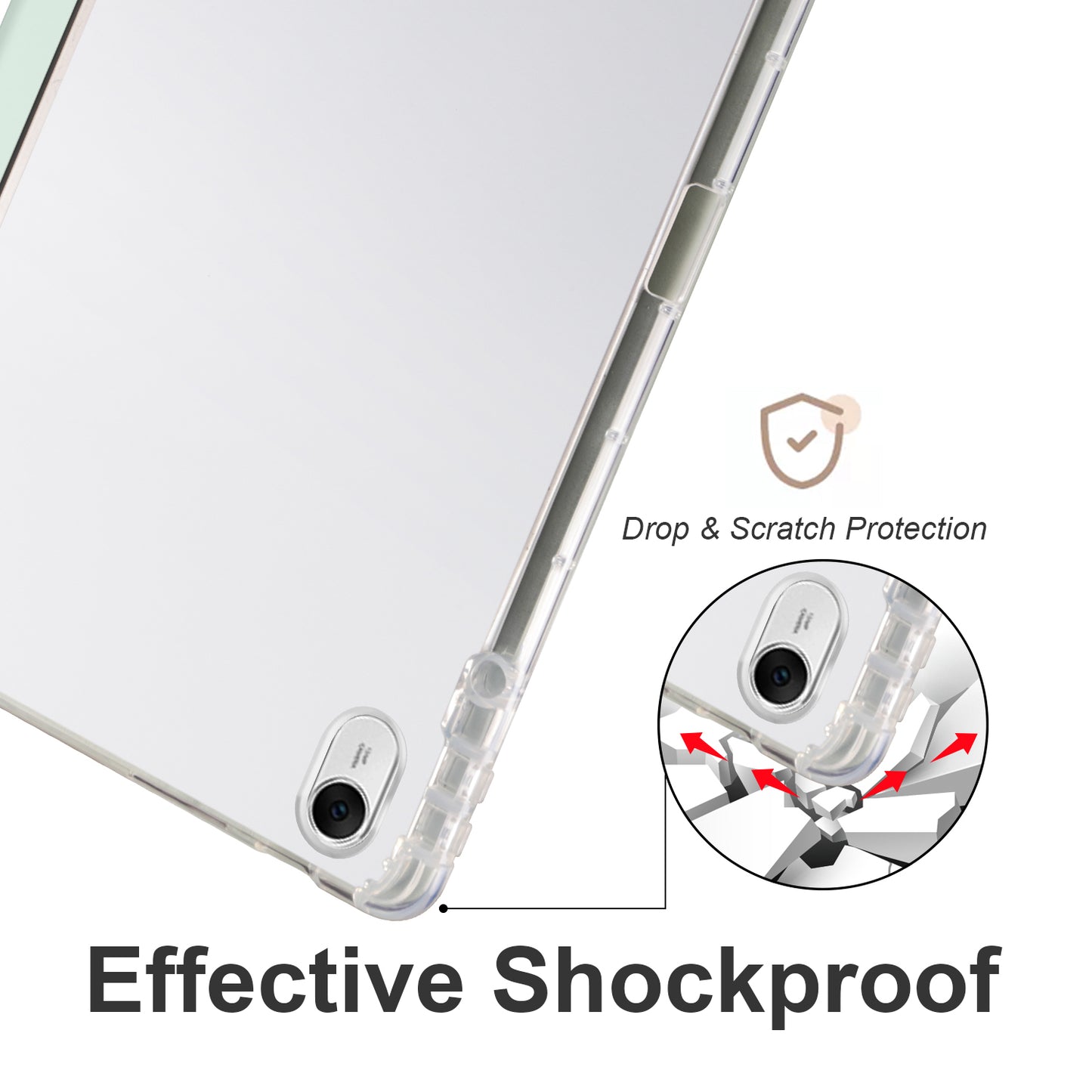 For Huawei MatePad 11.5 Smart Trifold Stand Case PU Leather Transparent TPU Back Tablet Cover with Pencil Holder