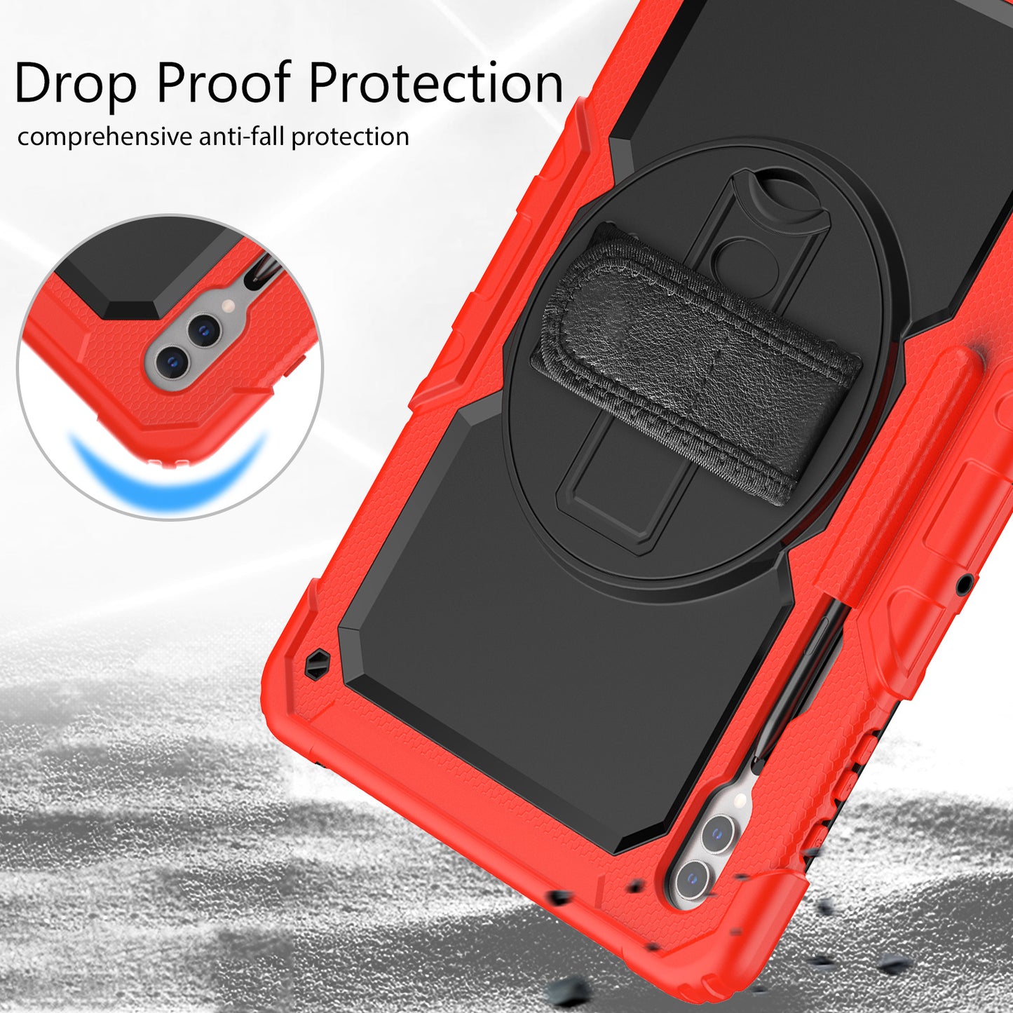 For Samsung Galaxy Tab S9 Ultra (SM-X910 / X916B / X918U) Shockproof Case PC+Silicone Tablet Kickstand Cover with PET Screen Film
