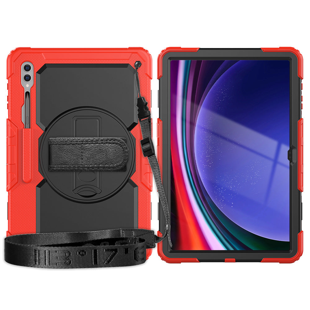 For Samsung Galaxy Tab S9 Ultra (SM-X910 / X916B / X918U) Shockproof Case PC+Silicone Tablet Kickstand Cover with PET Screen Film
