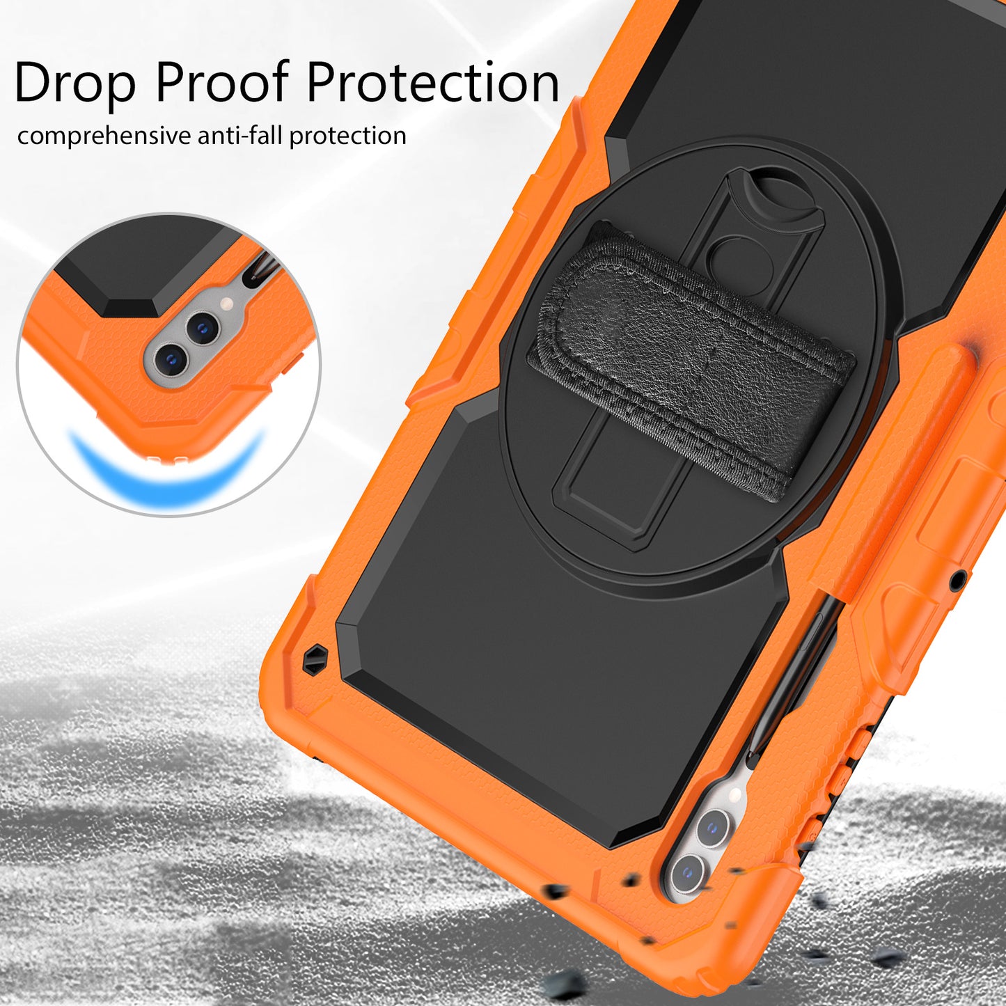 For Samsung Galaxy Tab S9 Ultra (SM-X910 / X916B / X918U) Shockproof Case PC+Silicone Tablet Kickstand Cover with PET Screen Film