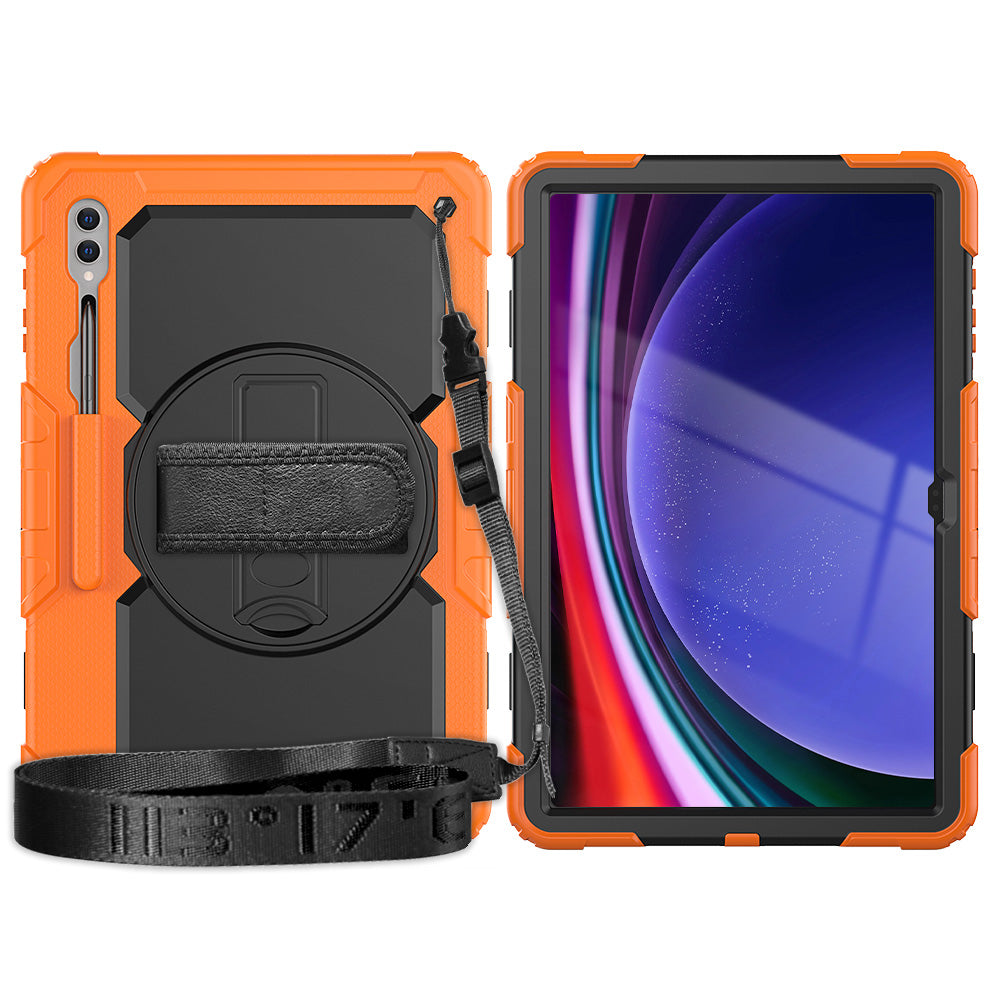 For Samsung Galaxy Tab S9 Ultra (SM-X910 / X916B / X918U) Shockproof Case PC+Silicone Tablet Kickstand Cover with PET Screen Film