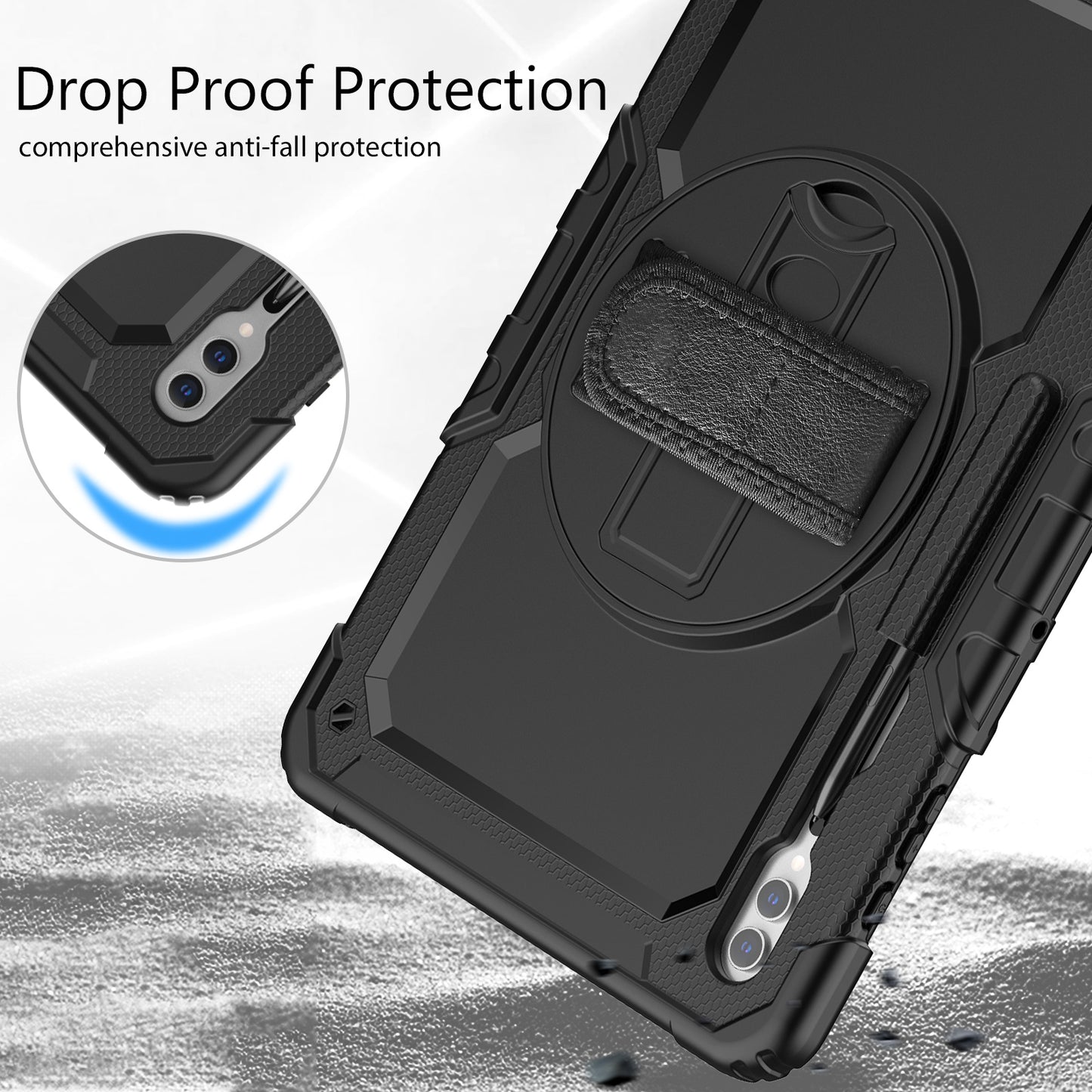 For Samsung Galaxy Tab S9 Ultra (SM-X910 / X916B / X918U) Shockproof Case PC+Silicone Tablet Kickstand Cover with PET Screen Film