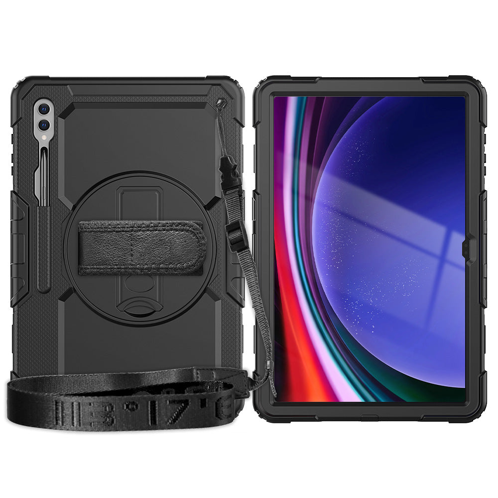 For Samsung Galaxy Tab S9 Ultra (SM-X910 / X916B / X918U) Shockproof Case PC+Silicone Tablet Kickstand Cover with PET Screen Film