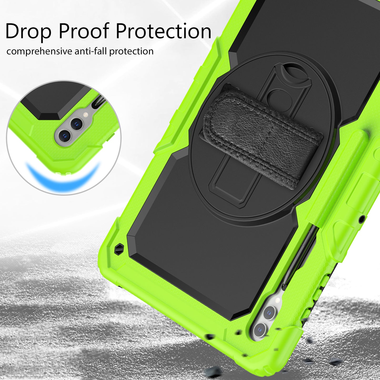 For Samsung Galaxy Tab S9 Ultra (SM-X910 / X916B / X918U) Shockproof Case PC+Silicone Tablet Kickstand Cover with PET Screen Film