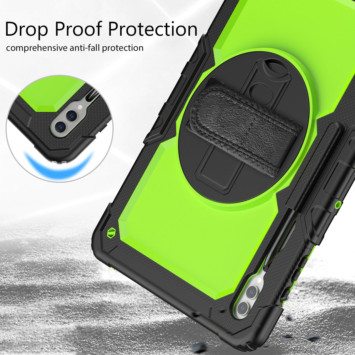 For Samsung Galaxy Tab S9 Ultra (SM-X910 / X916B / X918U) Shockproof Case PC+Silicone Tablet Kickstand Cover with PET Screen Film