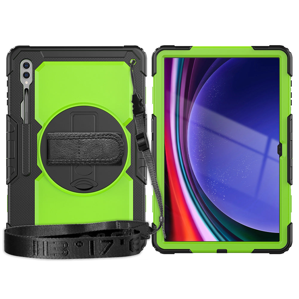 For Samsung Galaxy Tab S9 Ultra (SM-X910 / X916B / X918U) Shockproof Case PC+Silicone Tablet Kickstand Cover with PET Screen Film