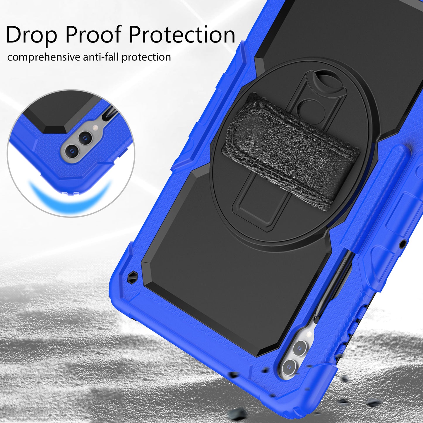For Samsung Galaxy Tab S9 Ultra (SM-X910 / X916B / X918U) Shockproof Case PC+Silicone Tablet Kickstand Cover with PET Screen Film