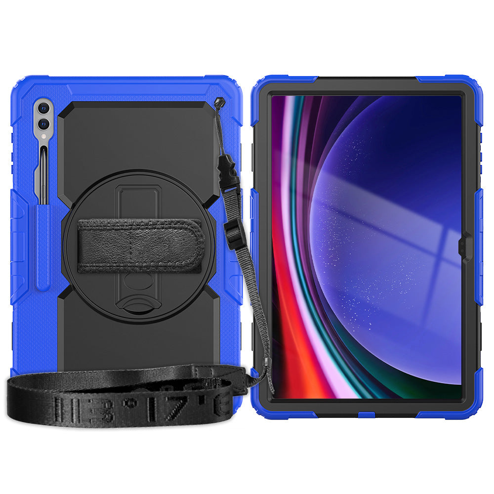 For Samsung Galaxy Tab S9 Ultra (SM-X910 / X916B / X918U) Shockproof Case PC+Silicone Tablet Kickstand Cover with PET Screen Film