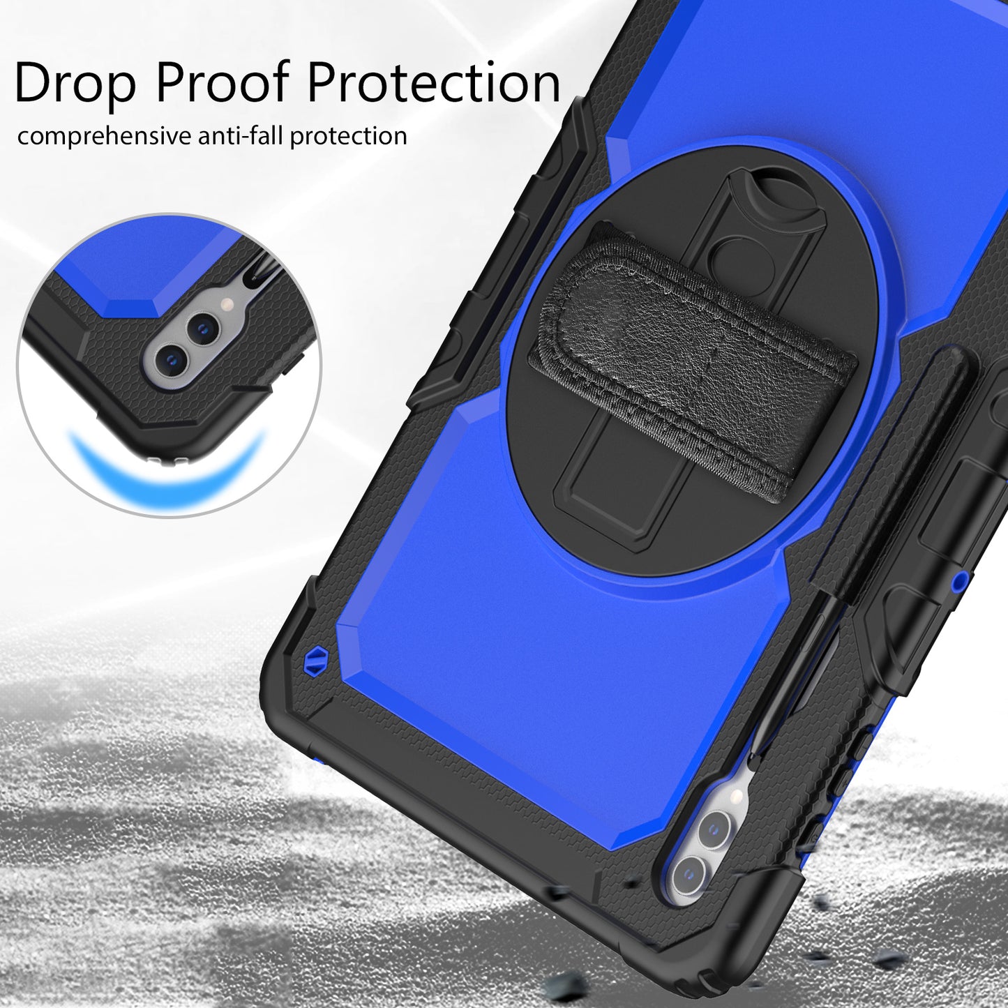 For Samsung Galaxy Tab S9 Ultra (SM-X910 / X916B / X918U) Shockproof Case PC+Silicone Tablet Kickstand Cover with PET Screen Film