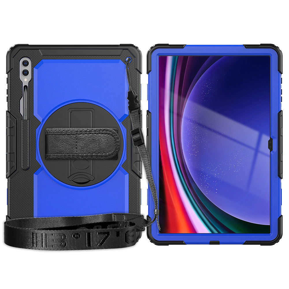For Samsung Galaxy Tab S9 Ultra (SM-X910 / X916B / X918U) Shockproof Case PC+Silicone Tablet Kickstand Cover with PET Screen Film