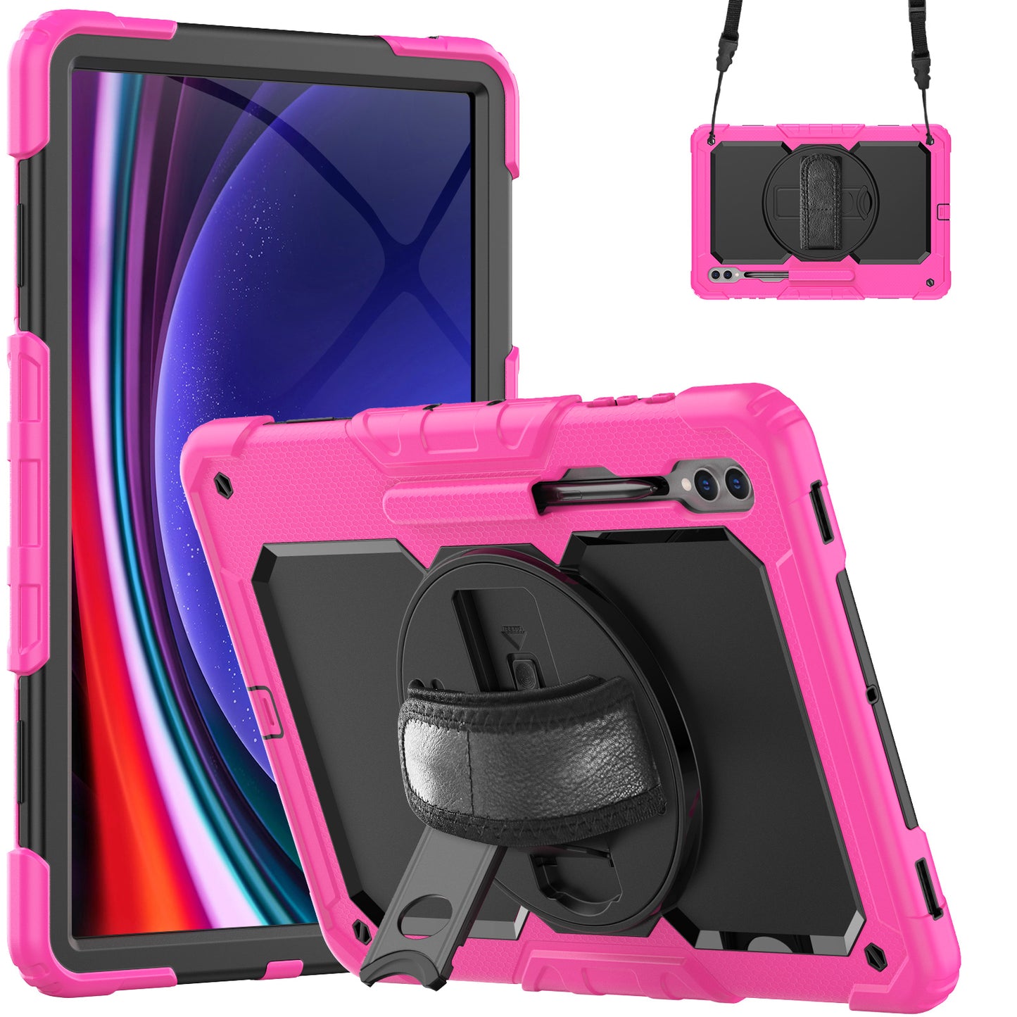 For Samsung Galaxy Tab S9 Ultra (SM-X910 / X916B / X918U) Shockproof Case PC+Silicone Tablet Kickstand Cover with PET Screen Film