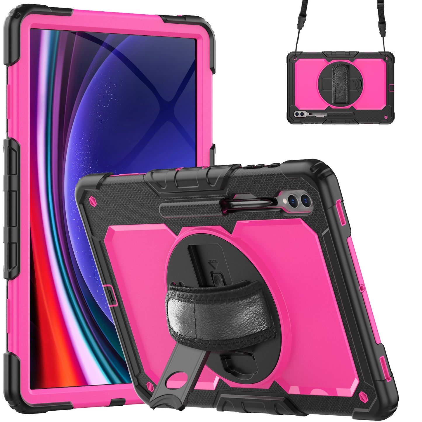 For Samsung Galaxy Tab S9 Ultra (SM-X910 / X916B / X918U) Shockproof Case PC+Silicone Tablet Kickstand Cover with PET Screen Film