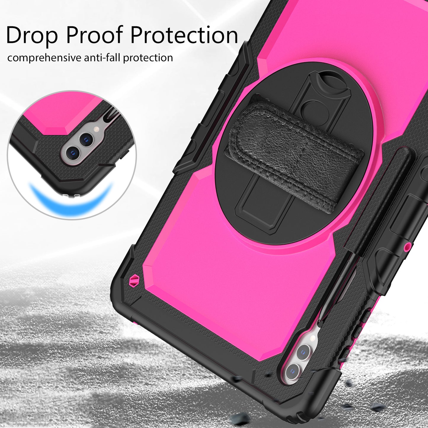 For Samsung Galaxy Tab S9 Ultra (SM-X910 / X916B / X918U) Shockproof Case PC+Silicone Tablet Kickstand Cover with PET Screen Film