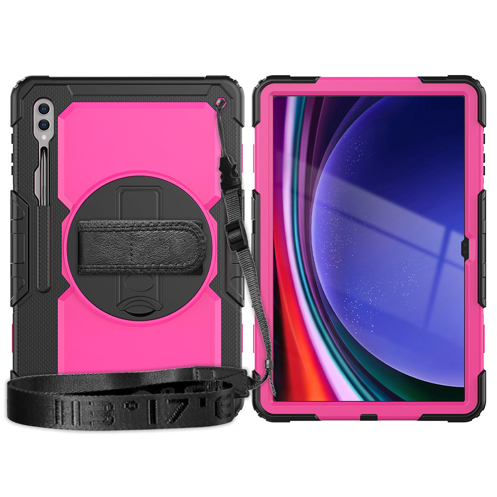 For Samsung Galaxy Tab S9 Ultra (SM-X910 / X916B / X918U) Shockproof Case PC+Silicone Tablet Kickstand Cover with PET Screen Film