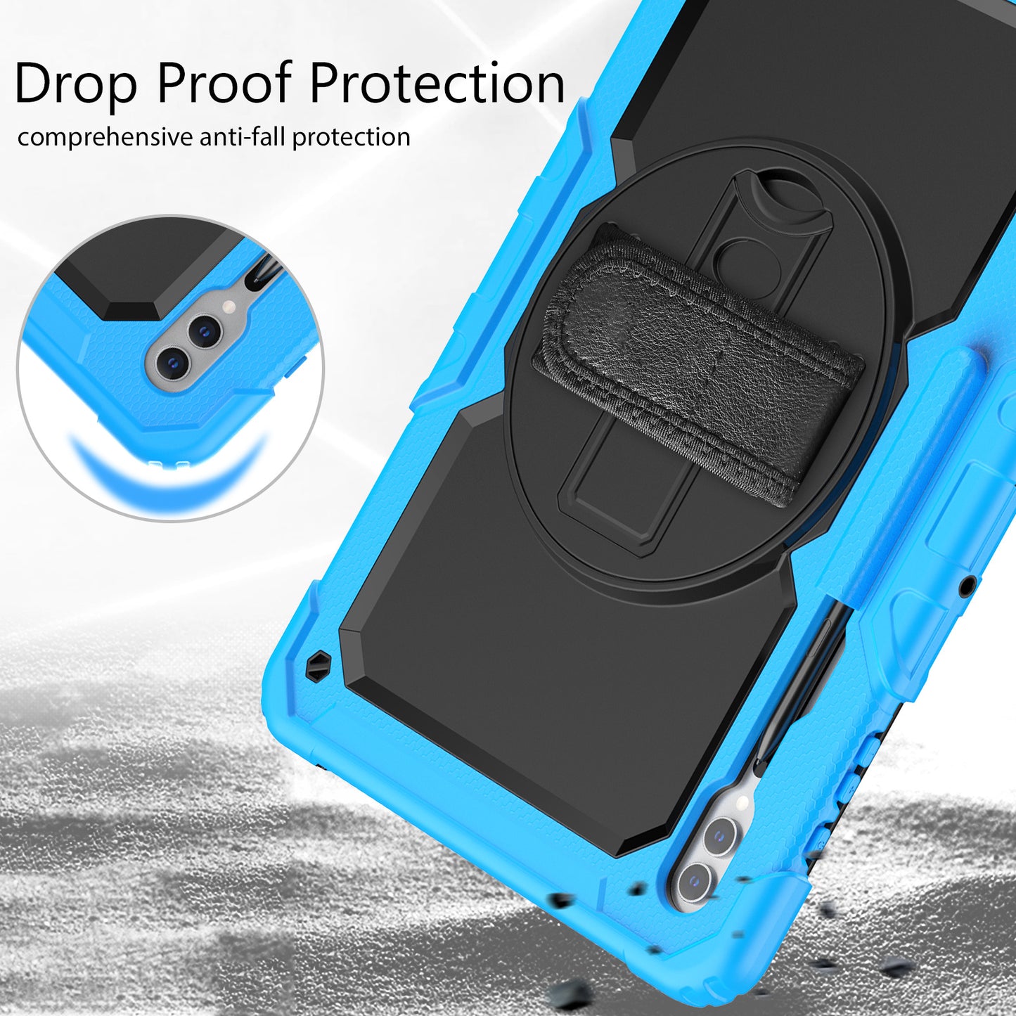 For Samsung Galaxy Tab S9 Ultra (SM-X910 / X916B / X918U) Shockproof Case PC+Silicone Tablet Kickstand Cover with PET Screen Film