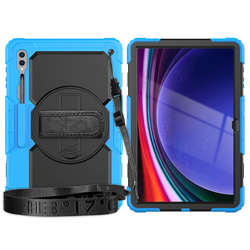 For Samsung Galaxy Tab S9 Ultra (SM-X910 / X916B / X918U) Shockproof Case PC+Silicone Tablet Kickstand Cover with PET Screen Film