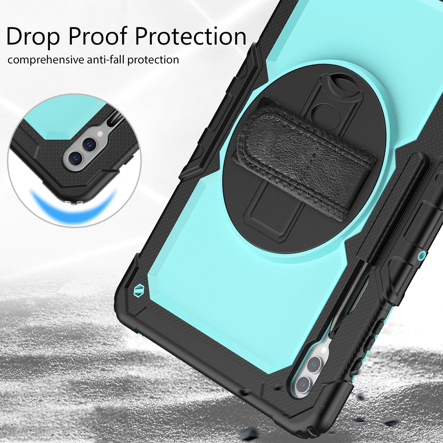 For Samsung Galaxy Tab S9 Ultra (SM-X910 / X916B / X918U) Shockproof Case PC+Silicone Tablet Kickstand Cover with PET Screen Film