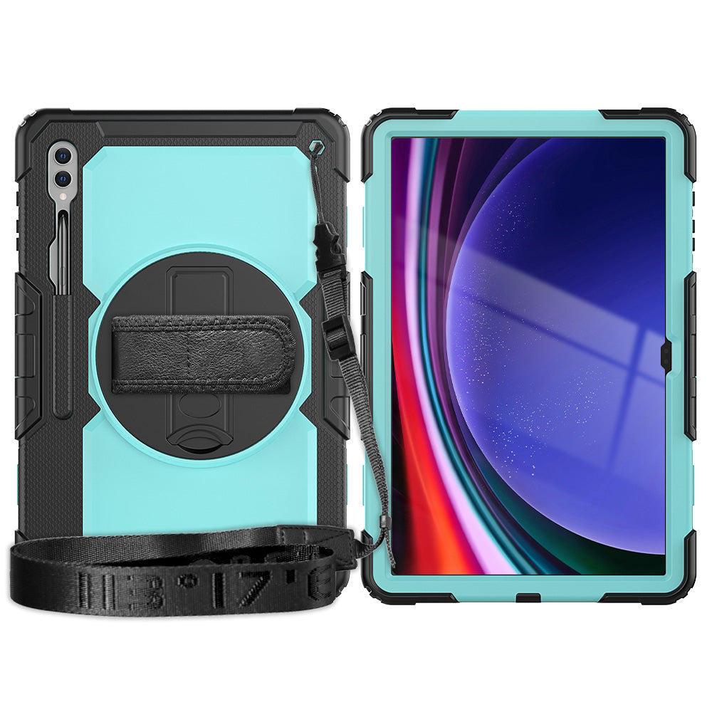 For Samsung Galaxy Tab S9 Ultra (SM-X910 / X916B / X918U) Shockproof Case PC+Silicone Tablet Kickstand Cover with PET Screen Film