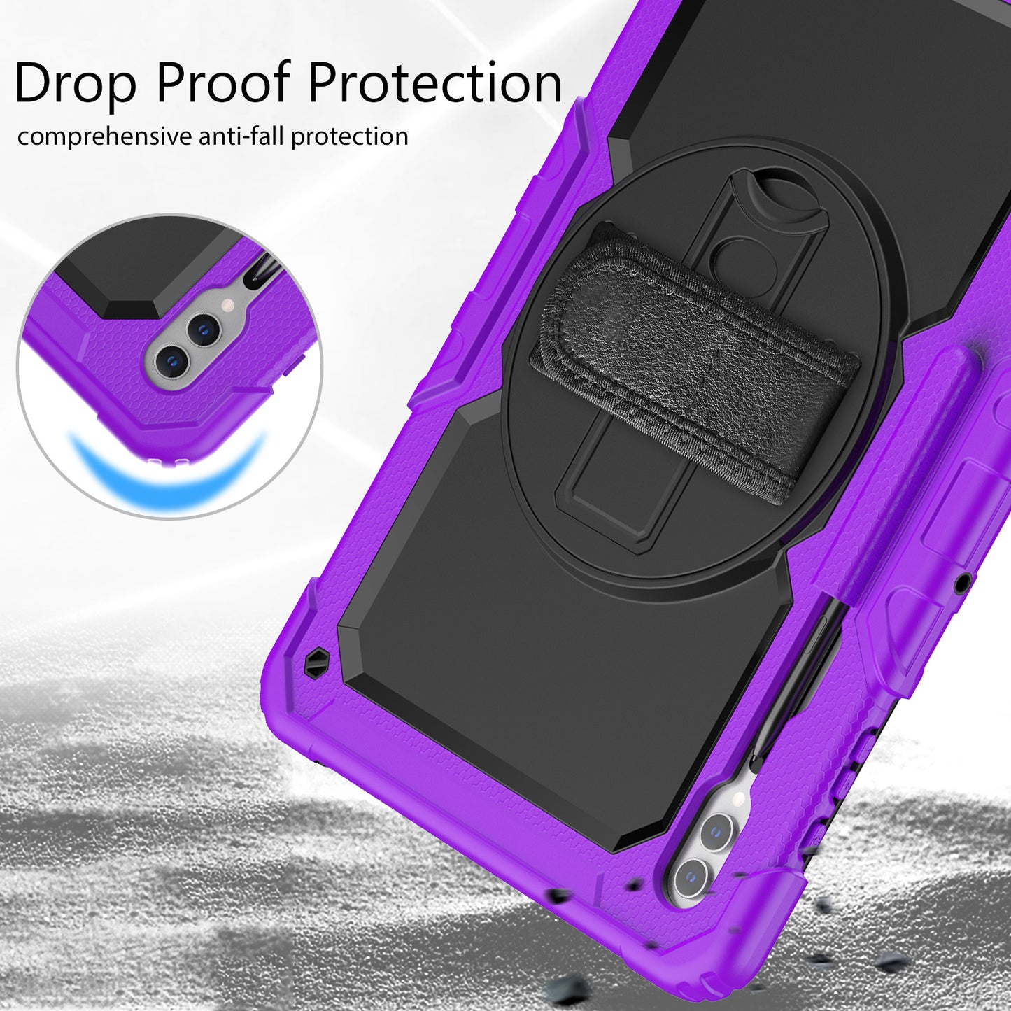 For Samsung Galaxy Tab S9 Ultra (SM-X910 / X916B / X918U) Shockproof Case PC+Silicone Tablet Kickstand Cover with PET Screen Film