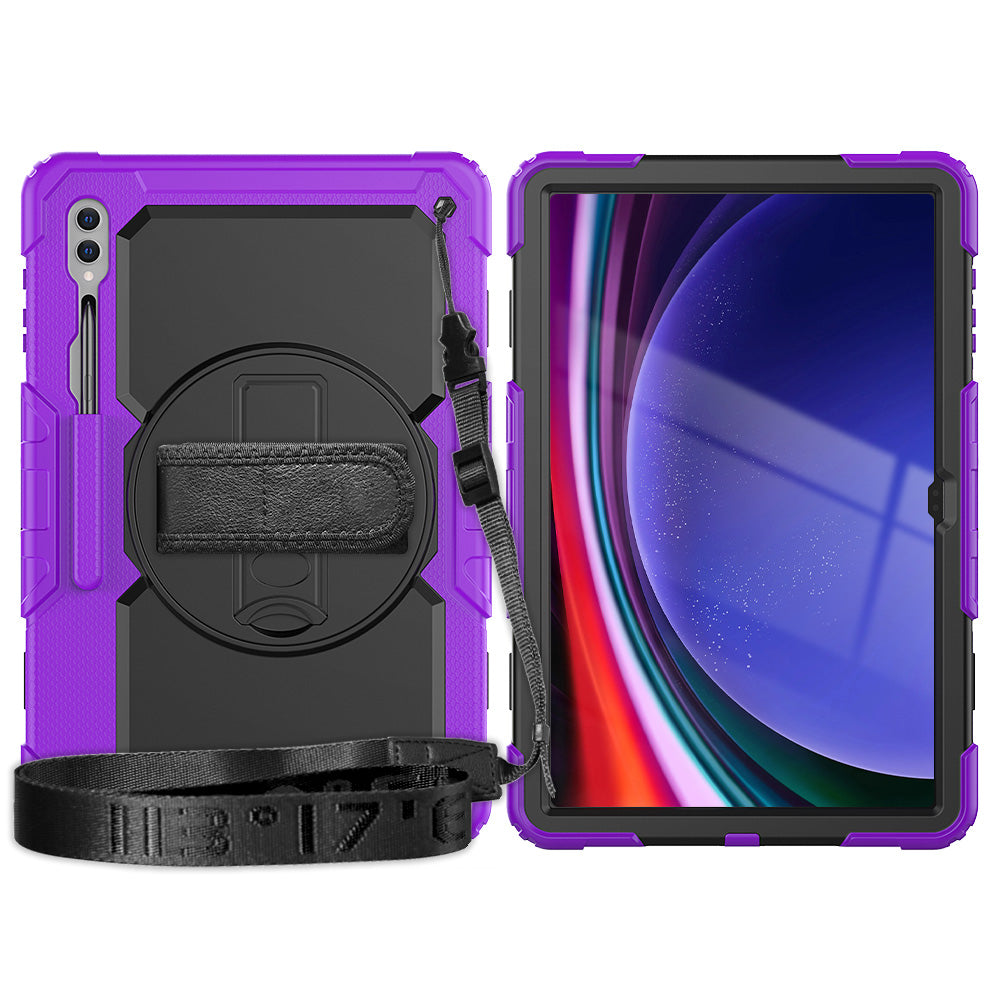 For Samsung Galaxy Tab S9 Ultra (SM-X910 / X916B / X918U) Shockproof Case PC+Silicone Tablet Kickstand Cover with PET Screen Film