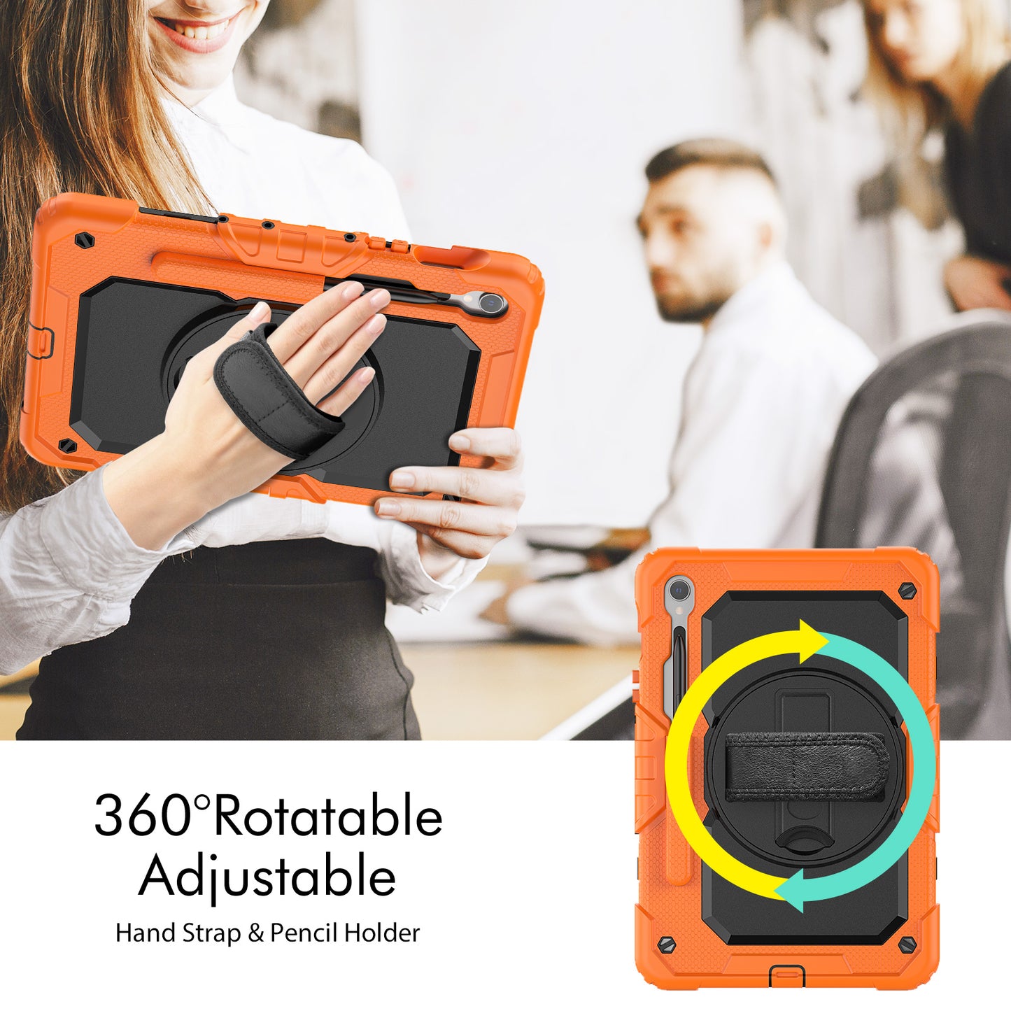 For Samsung Galaxy Tab S9 (X710 / X716B / X718U) PC+Silicone Kickstand Case Anti-Drop Tablet Cover with PET Screen Film