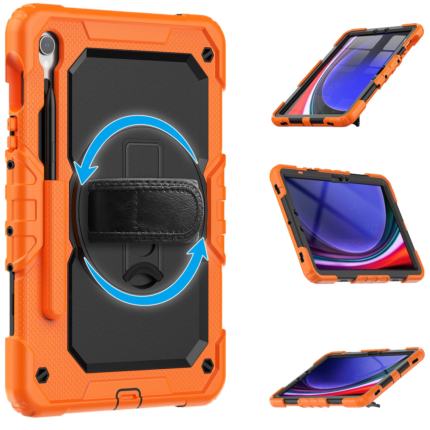 For Samsung Galaxy Tab S9 (X710 / X716B / X718U) PC+Silicone Kickstand Case Anti-Drop Tablet Cover with PET Screen Film