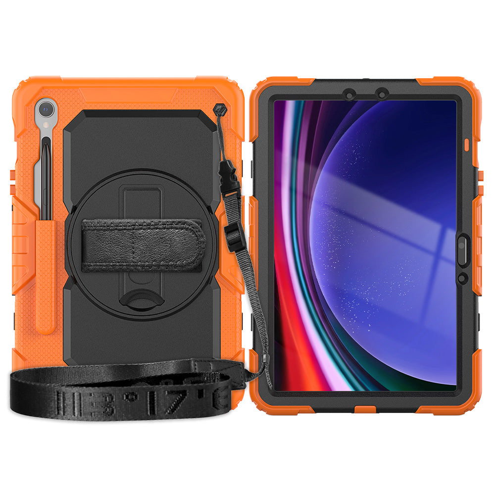 For Samsung Galaxy Tab S9 (X710 / X716B / X718U) PC+Silicone Kickstand Case Anti-Drop Tablet Cover with PET Screen Film