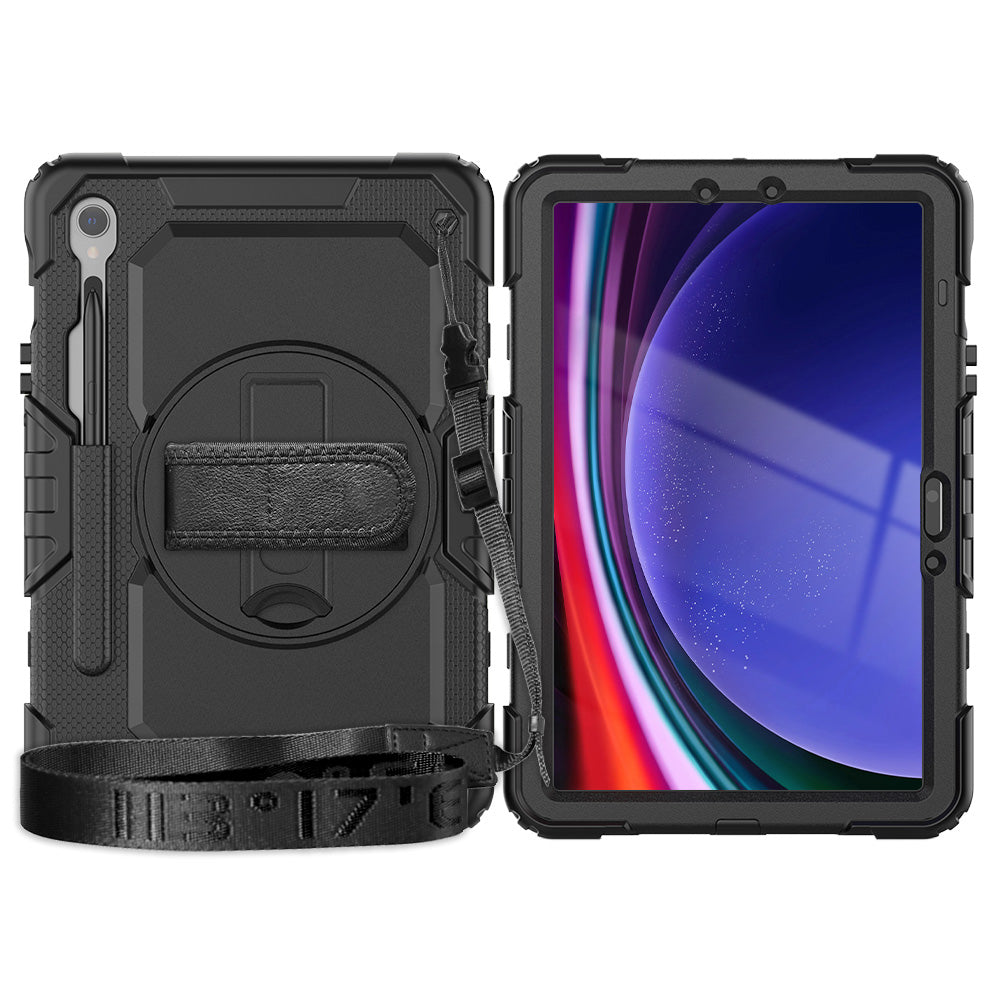 For Samsung Galaxy Tab S9 (X710 / X716B / X718U) PC+Silicone Kickstand Case Anti-Drop Tablet Cover with PET Screen Film