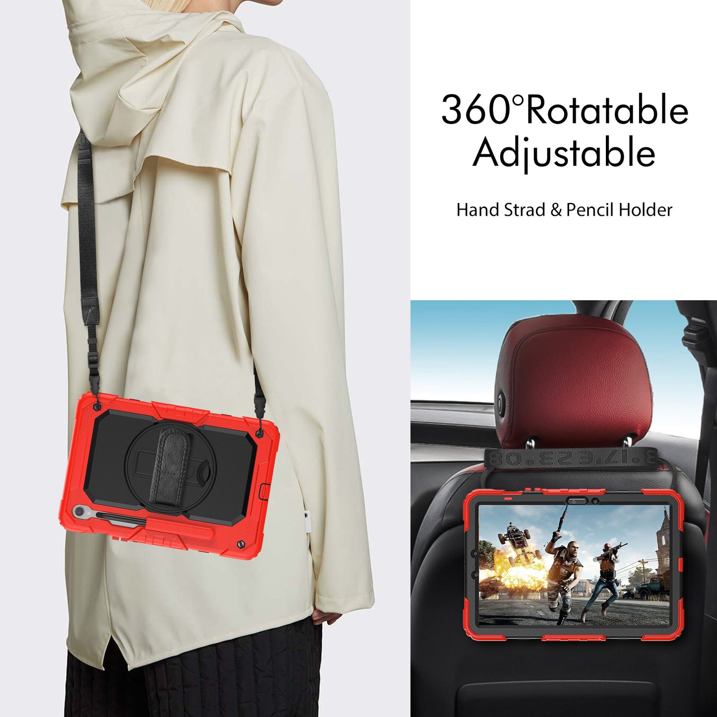 For Samsung Galaxy Tab S9 (X710 / X716B / X718U) PC+Silicone Kickstand Case Anti-Drop Tablet Cover with PET Screen Film