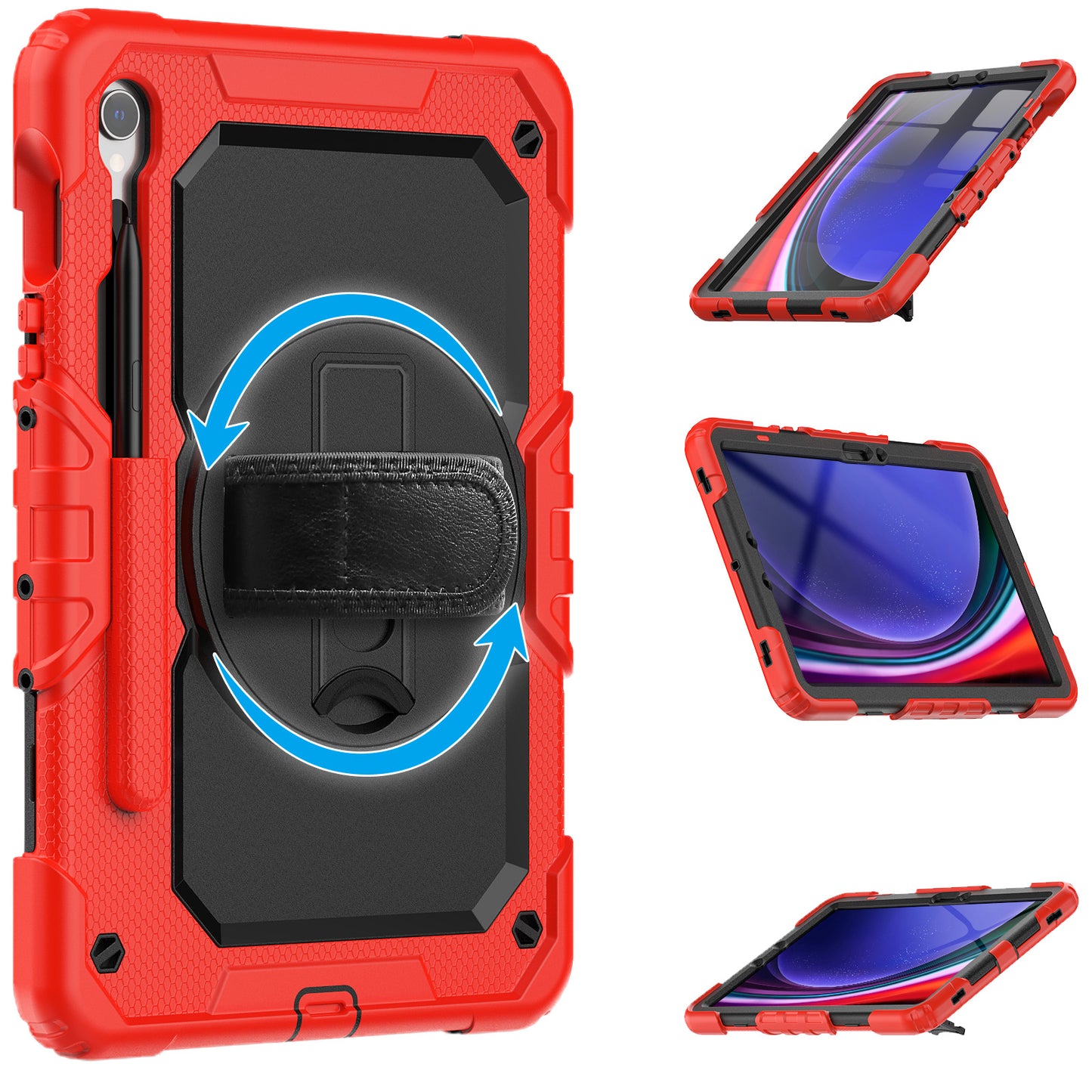 For Samsung Galaxy Tab S9 (X710 / X716B / X718U) PC+Silicone Kickstand Case Anti-Drop Tablet Cover with PET Screen Film