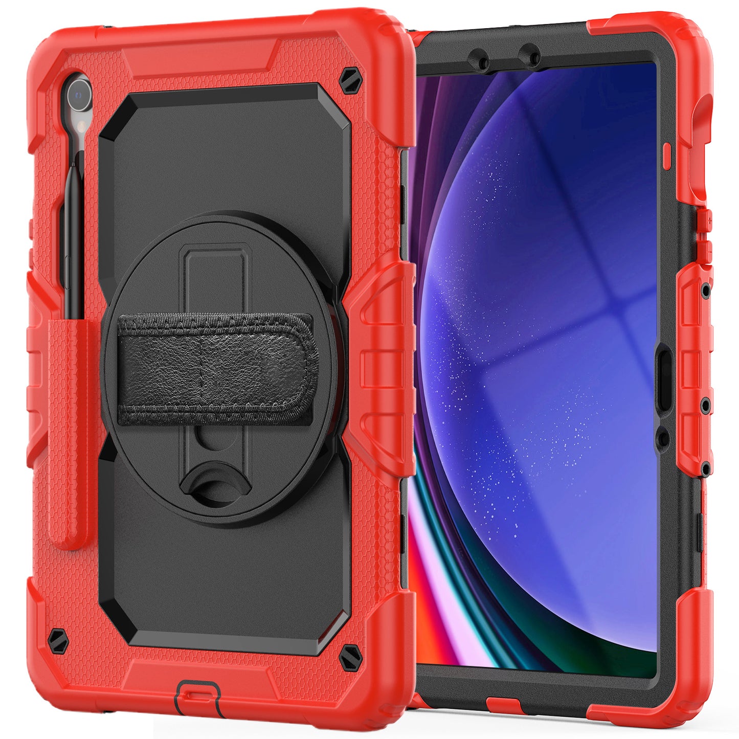 For Samsung Galaxy Tab S9 (X710 / X716B / X718U) PC+Silicone Kickstand Case Anti-Drop Tablet Cover with PET Screen Film