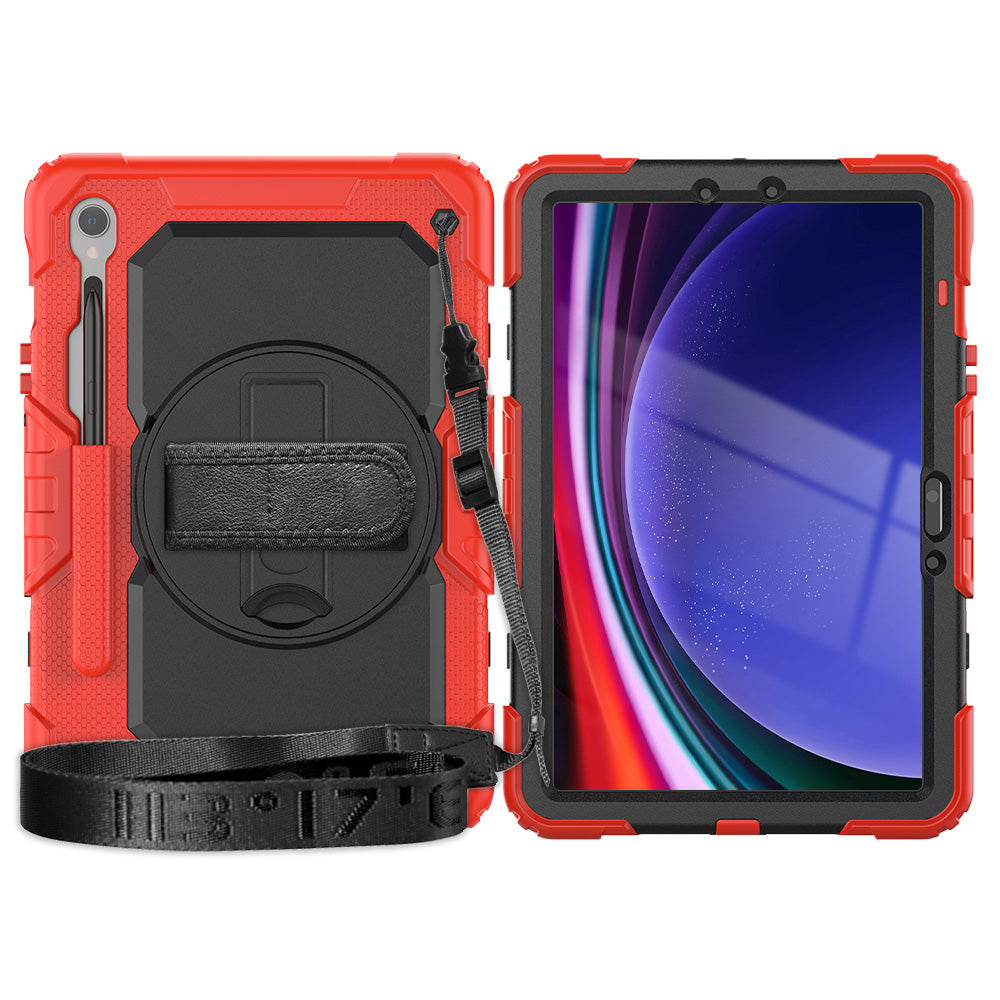 For Samsung Galaxy Tab S9 (X710 / X716B / X718U) PC+Silicone Kickstand Case Anti-Drop Tablet Cover with PET Screen Film