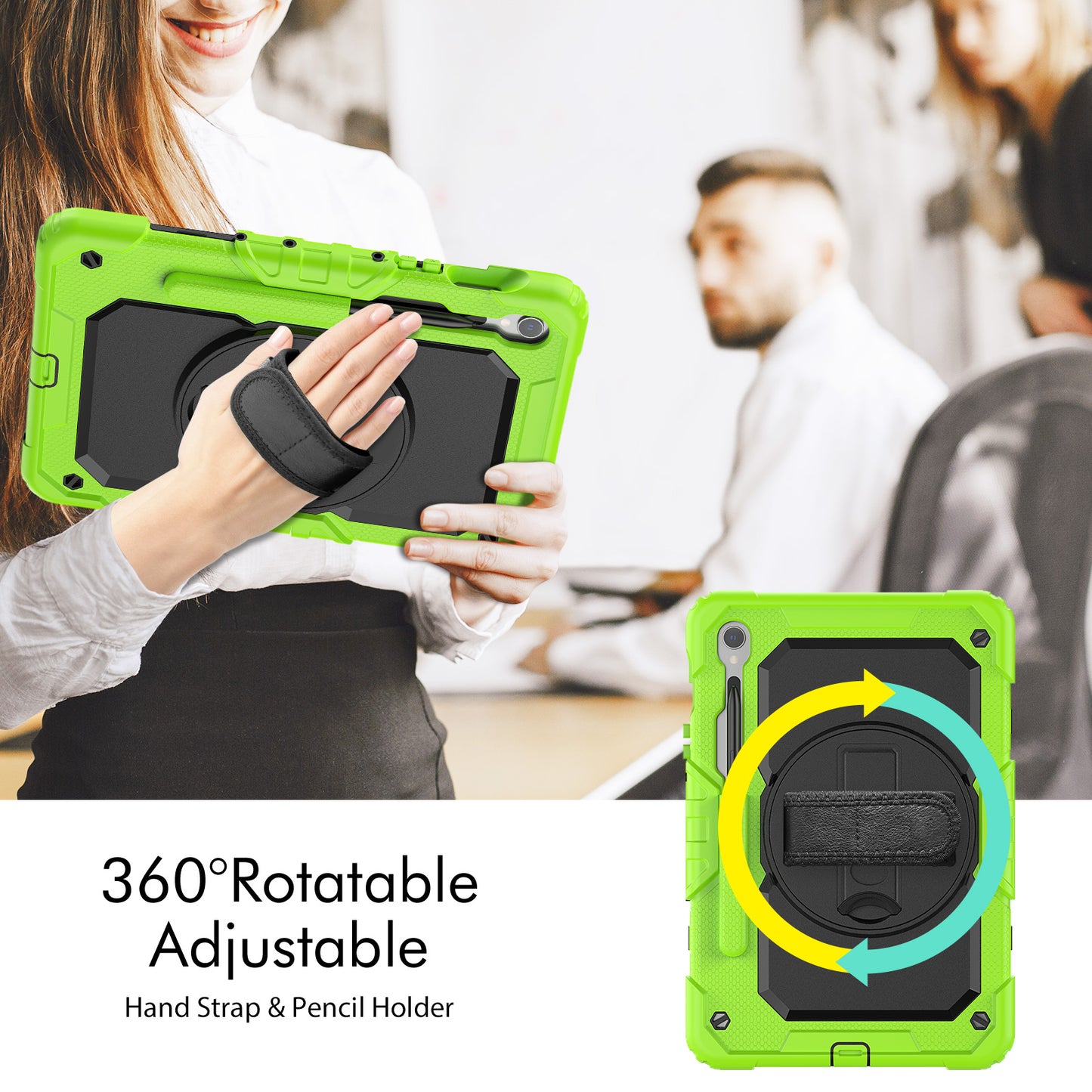 For Samsung Galaxy Tab S9 (X710 / X716B / X718U) PC+Silicone Kickstand Case Anti-Drop Tablet Cover with PET Screen Film