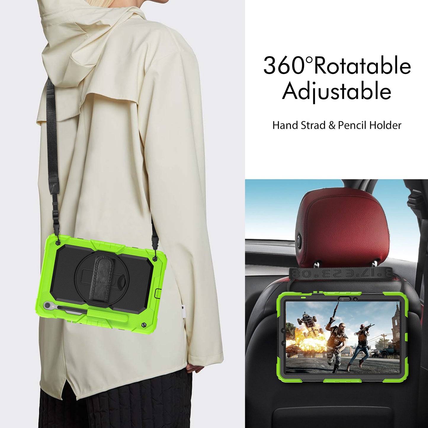 For Samsung Galaxy Tab S9 (X710 / X716B / X718U) PC+Silicone Kickstand Case Anti-Drop Tablet Cover with PET Screen Film