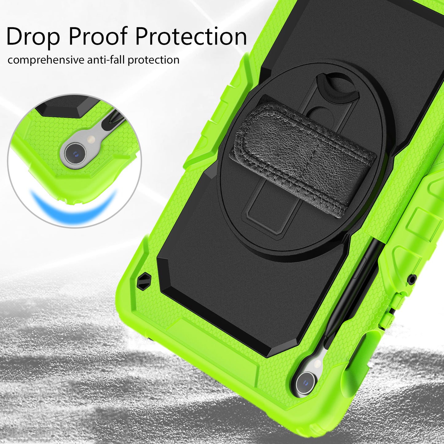 For Samsung Galaxy Tab S9 (X710 / X716B / X718U) PC+Silicone Kickstand Case Anti-Drop Tablet Cover with PET Screen Film