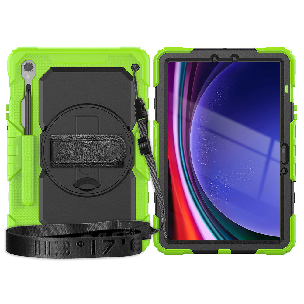 For Samsung Galaxy Tab S9 (X710 / X716B / X718U) PC+Silicone Kickstand Case Anti-Drop Tablet Cover with PET Screen Film