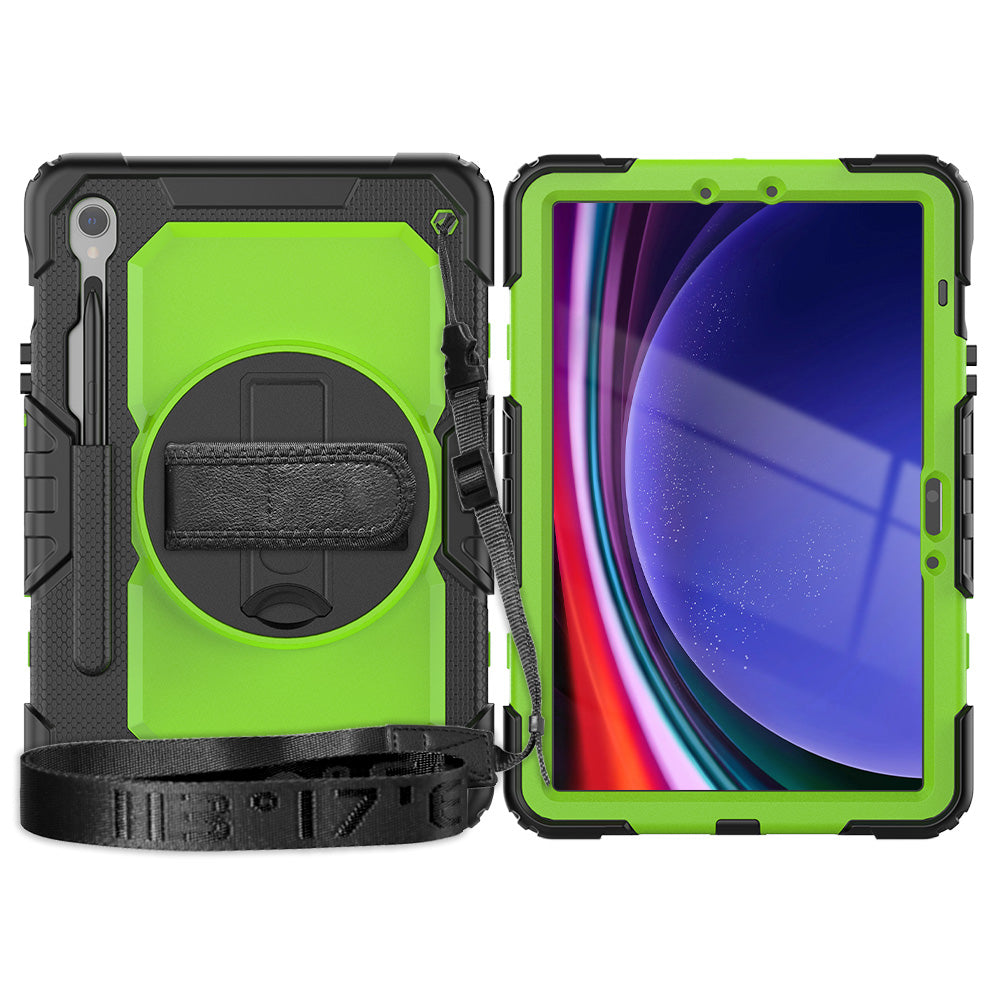 For Samsung Galaxy Tab S9 (X710 / X716B / X718U) PC+Silicone Kickstand Case Anti-Drop Tablet Cover with PET Screen Film