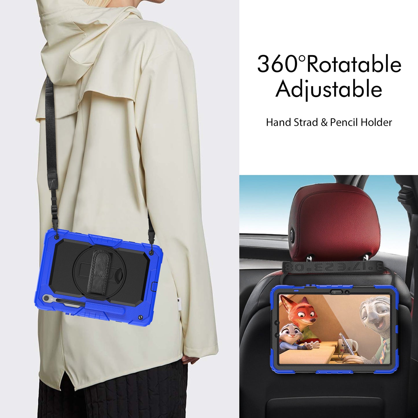 For Samsung Galaxy Tab S9 (X710 / X716B / X718U) PC+Silicone Kickstand Case Anti-Drop Tablet Cover with PET Screen Film