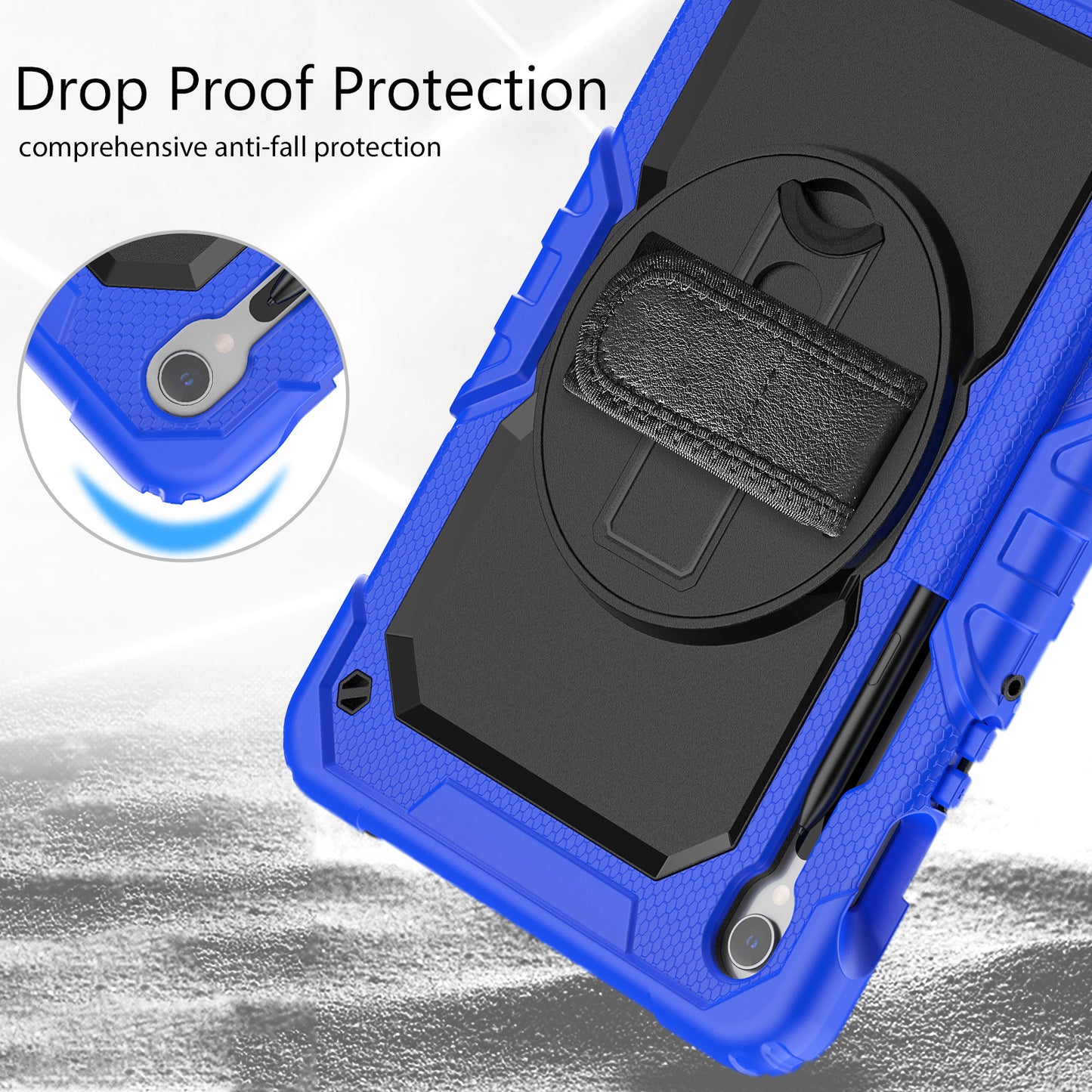 For Samsung Galaxy Tab S9 (X710 / X716B / X718U) PC+Silicone Kickstand Case Anti-Drop Tablet Cover with PET Screen Film