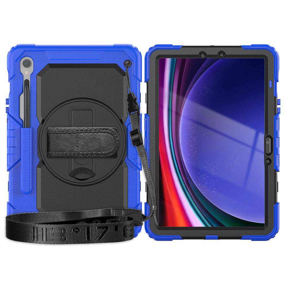 For Samsung Galaxy Tab S9 (X710 / X716B / X718U) PC+Silicone Kickstand Case Anti-Drop Tablet Cover with PET Screen Film