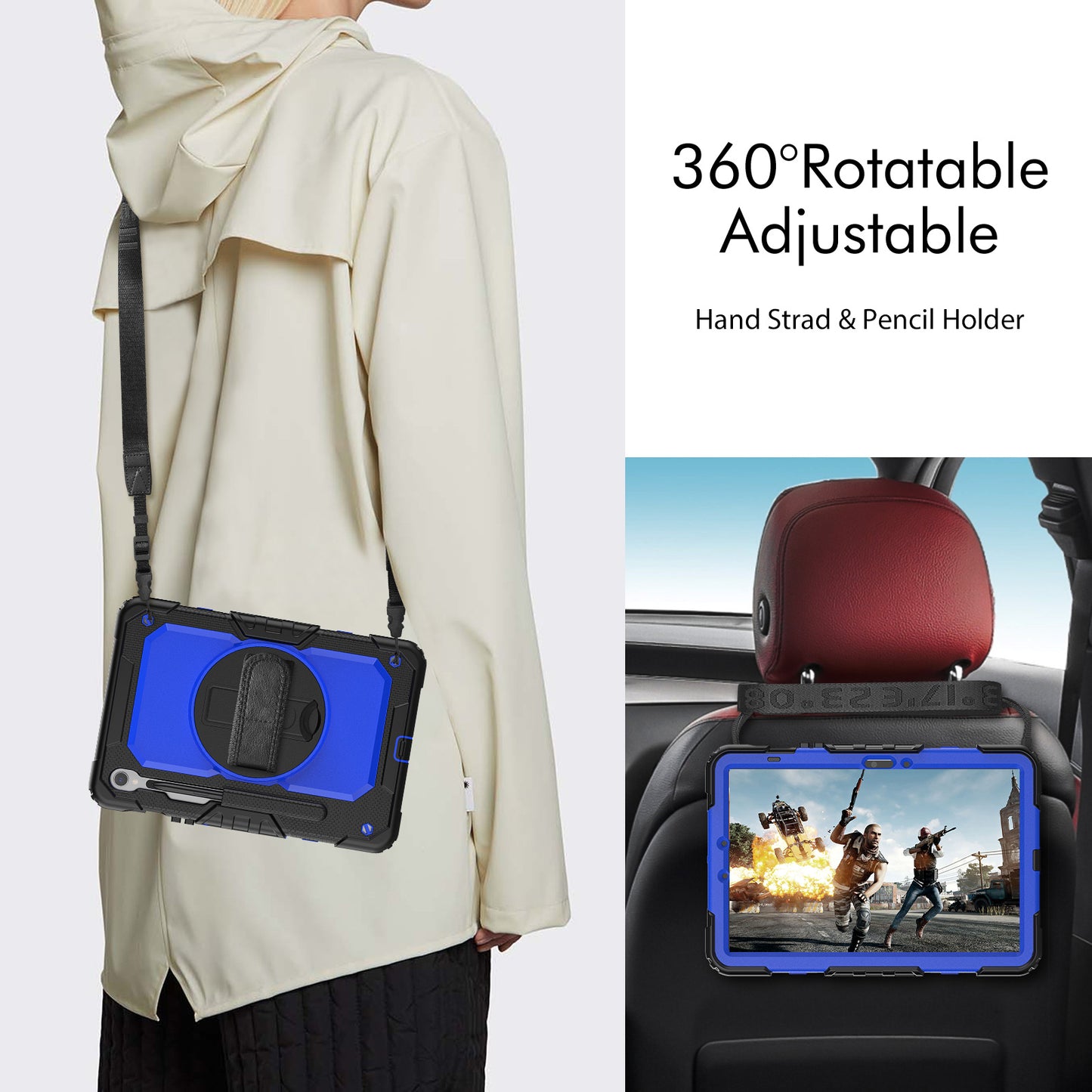 For Samsung Galaxy Tab S9 (X710 / X716B / X718U) PC+Silicone Kickstand Case Anti-Drop Tablet Cover with PET Screen Film