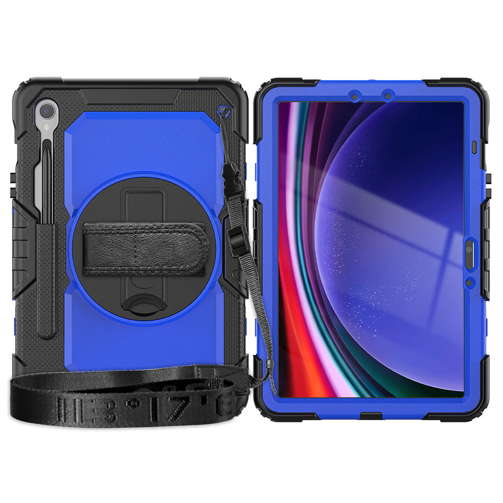 For Samsung Galaxy Tab S9 (X710 / X716B / X718U) PC+Silicone Kickstand Case Anti-Drop Tablet Cover with PET Screen Film