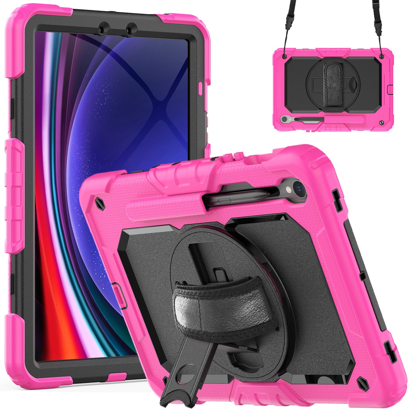 For Samsung Galaxy Tab S9 (X710 / X716B / X718U) PC+Silicone Kickstand Case Anti-Drop Tablet Cover with PET Screen Film